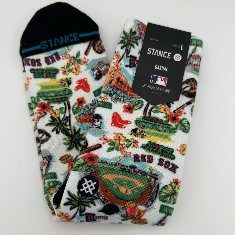 Boston Red Sox Socks Crew Mens Large Multi-Color MLB Baseball Stance Casual